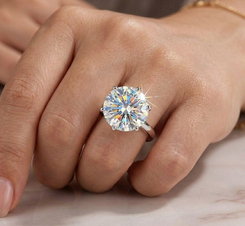 5.00 Ct Certified Round Cut White Natural Diamond Ring VVS1 White Gold Finish