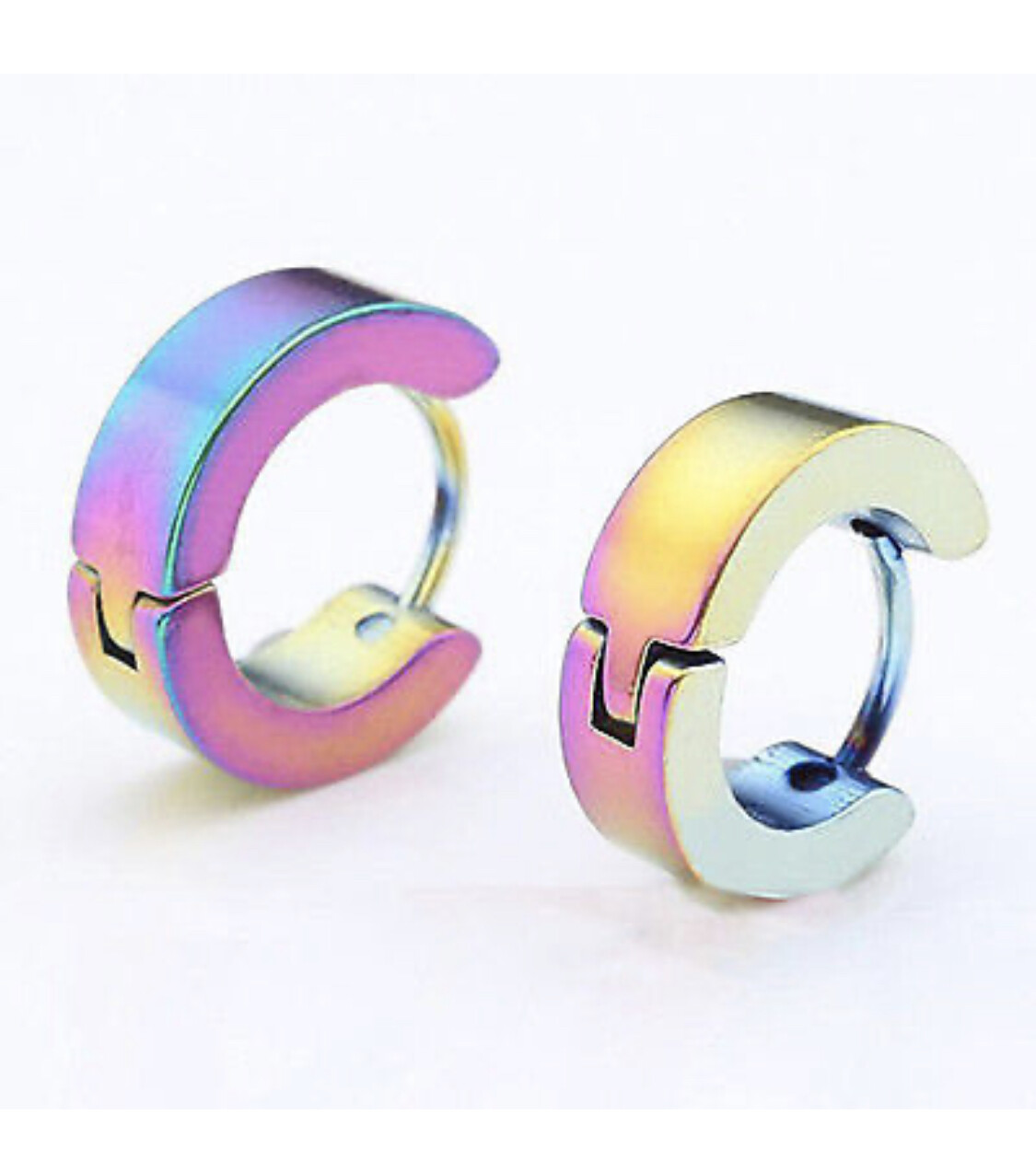 2PCS Stainless Steel Hoop Earrings for Men Women Small Huggie Hoop Ear Piercings