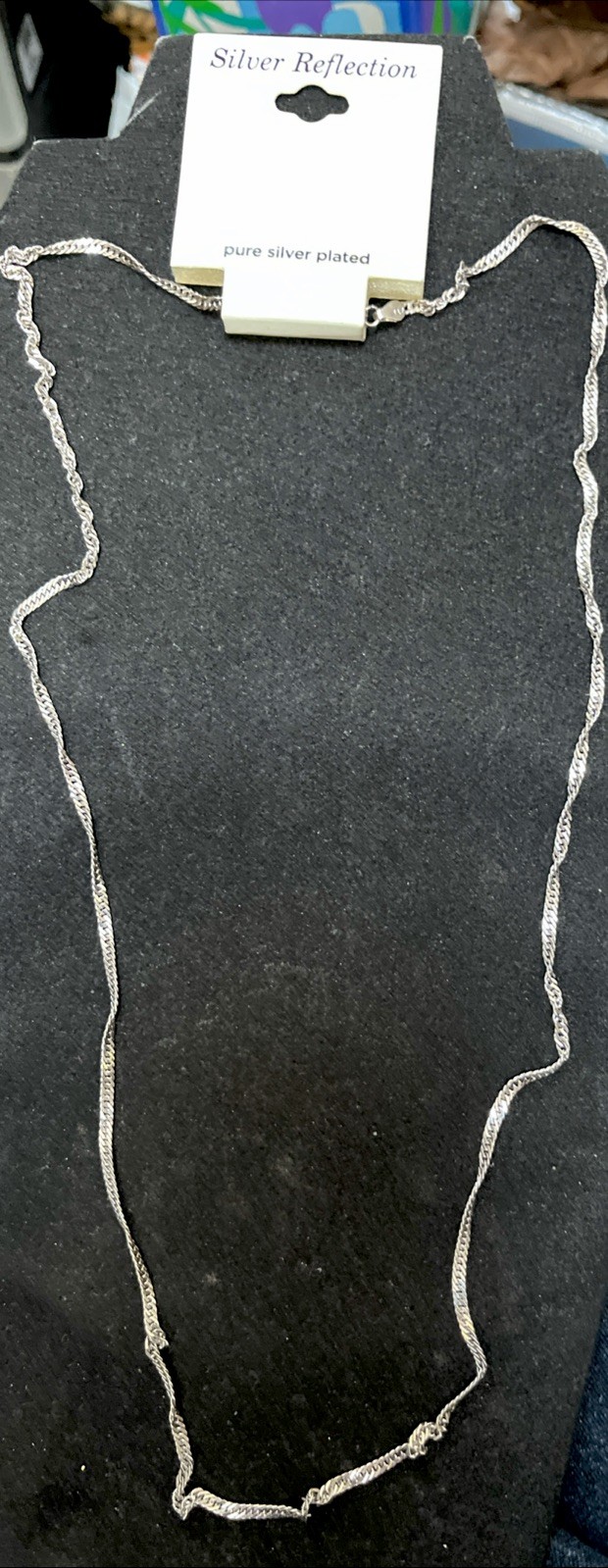 Vtg Silver Reflections Pure Silver Plated Twisted Chain Necklace 24″