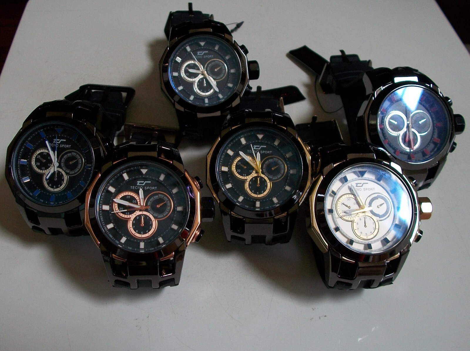 Men’s Rose, Black & Gold Finish Tecno Sport Silicone Band Fashion Hip Hop Watch