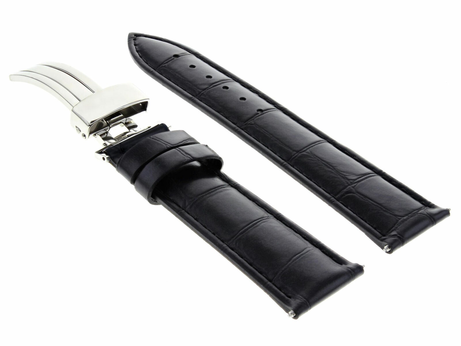 17-24MM LEATHER WATCH BAND STRAP FOR CARTIER TANK FRANCAISE DEPLOYMENT CLASP