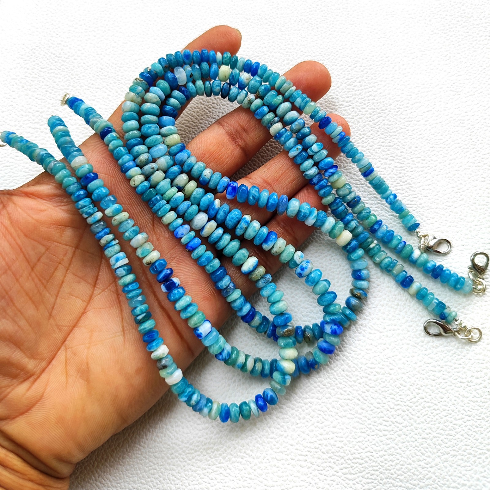 Rare Light Color Change Afghanite 5-7mm Smooth Rondelle Gem 16″ Necklace India