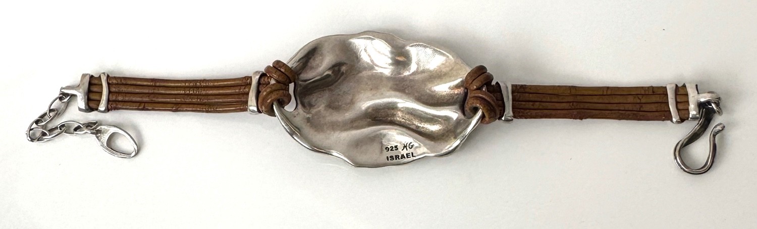 Hagit Gorali Israel Sterling Silver 925 & Leather Bracelet;Y885