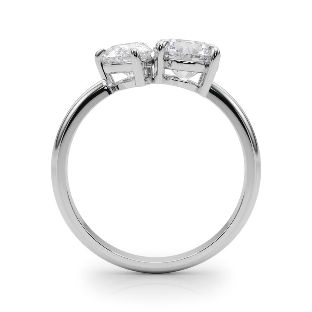 Forever Us 2 Stone Solitaire Ring VS F 2.00Ct Pear Round Lab Grown Diamond Gold