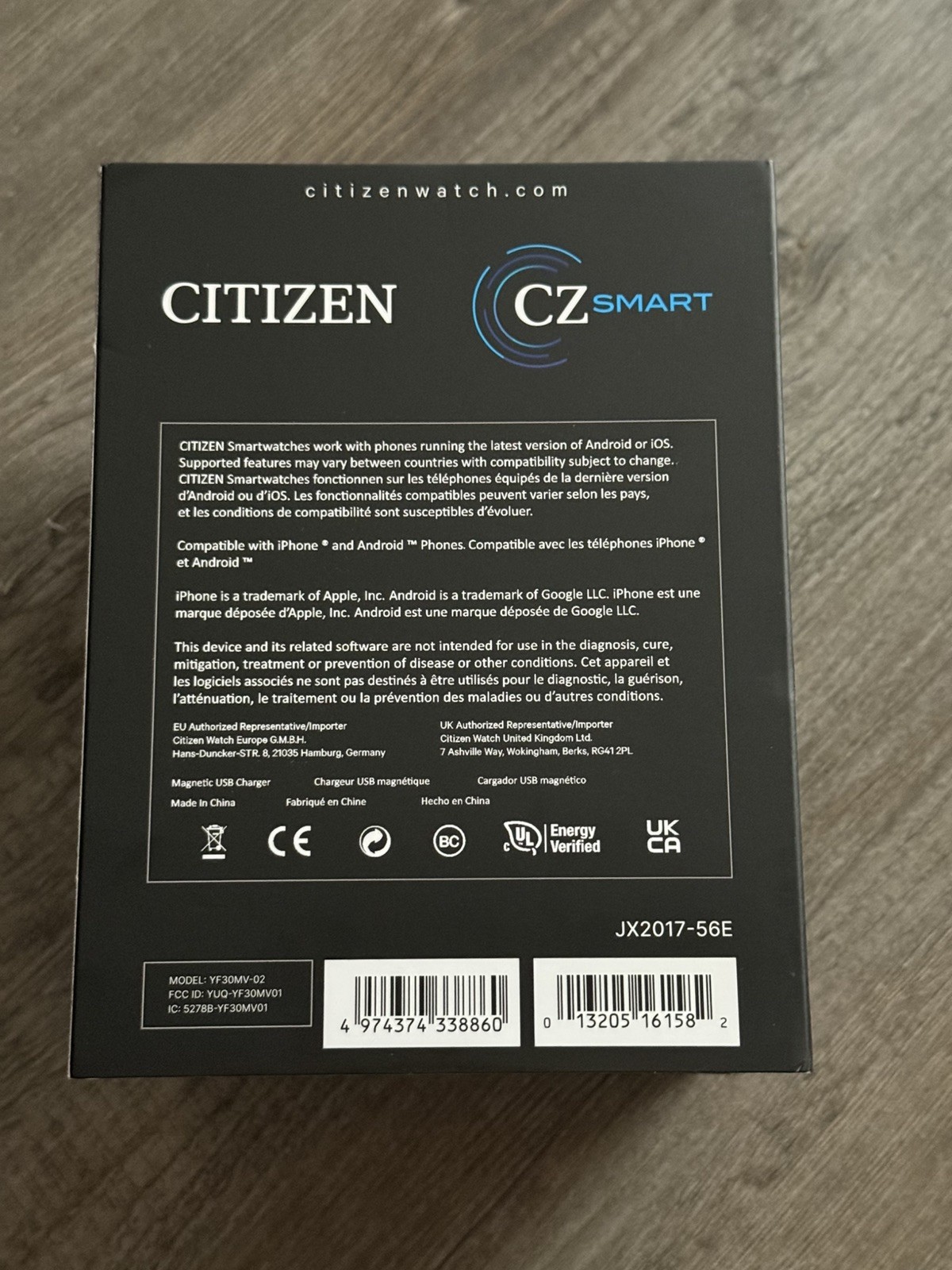 Citizen CZ Smart Watch Hybrid JX2017-56E Black Dial Black Bracelet Men’s