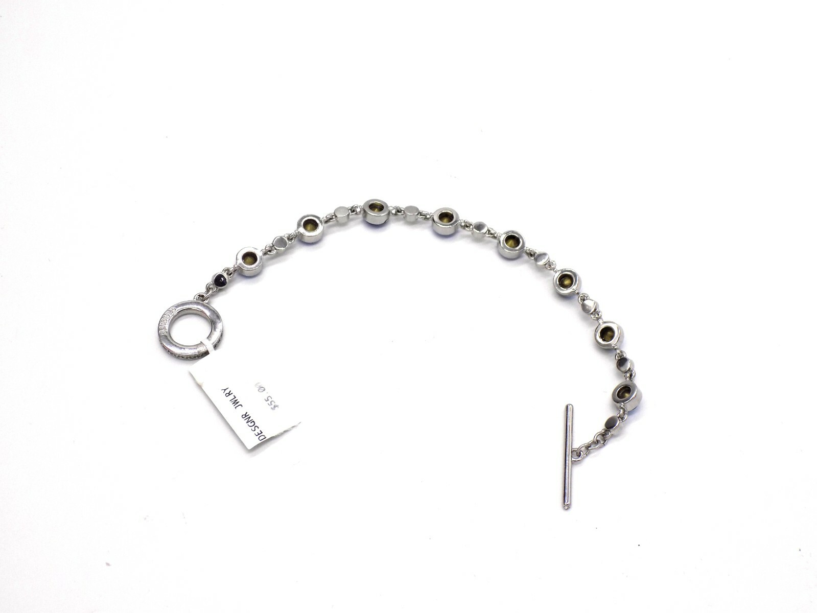 Carolee Tennis Bracelet Blue & White Colorless Crystal Silver Tone Toggle 7-1/4″