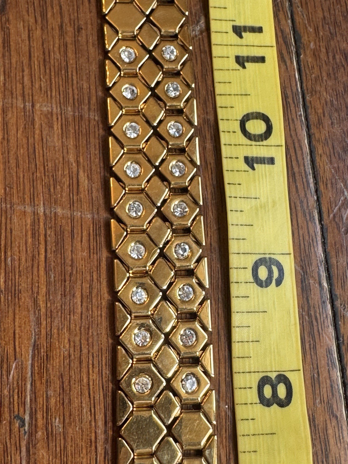 Vintage Monet Gold Tone Honeycomb RHINESTONE Statement 18″ CHOKER Necklace FLAT