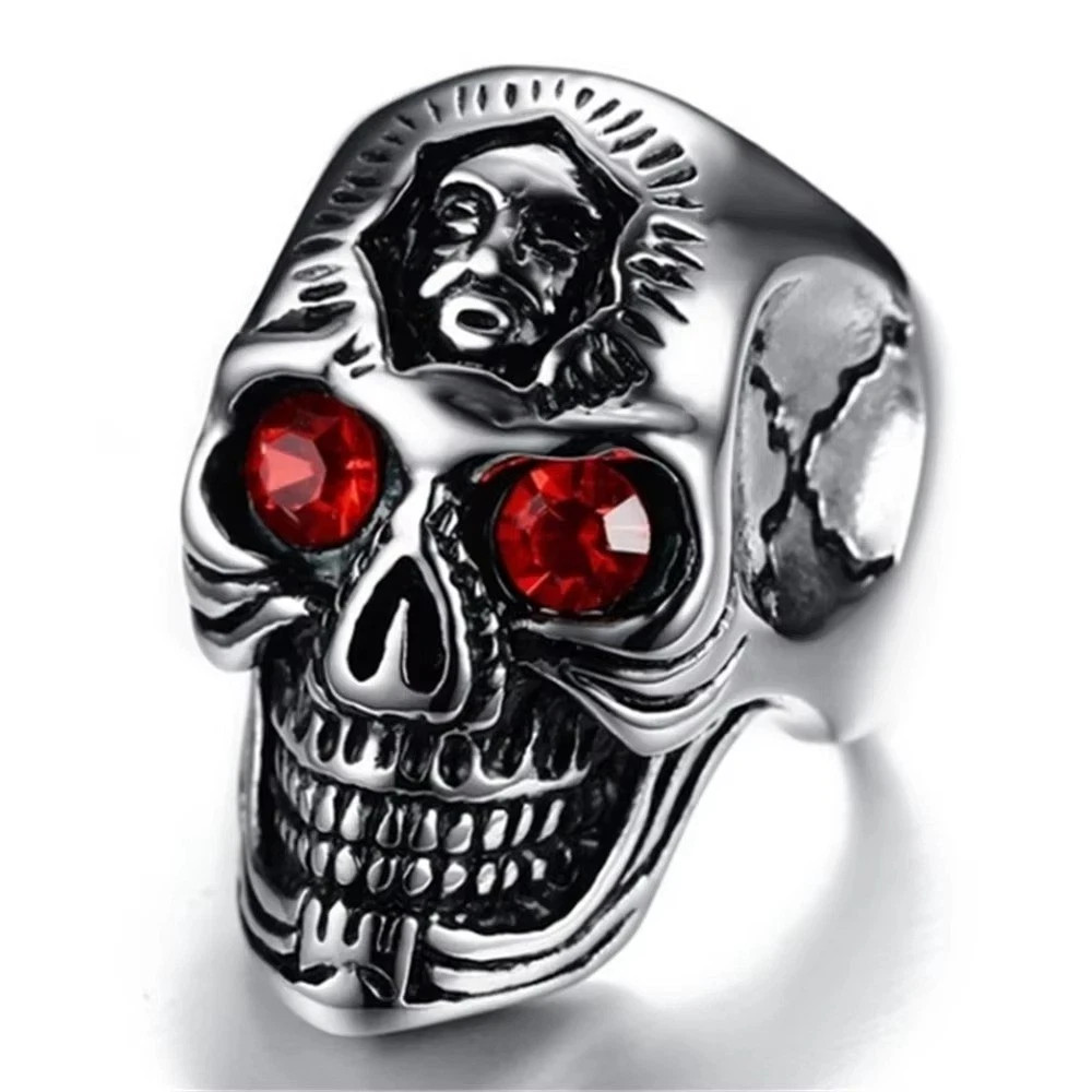 Men’s Stainless Steel Gothic Skull Ring Unique Punk Retro Biker Motorcycle