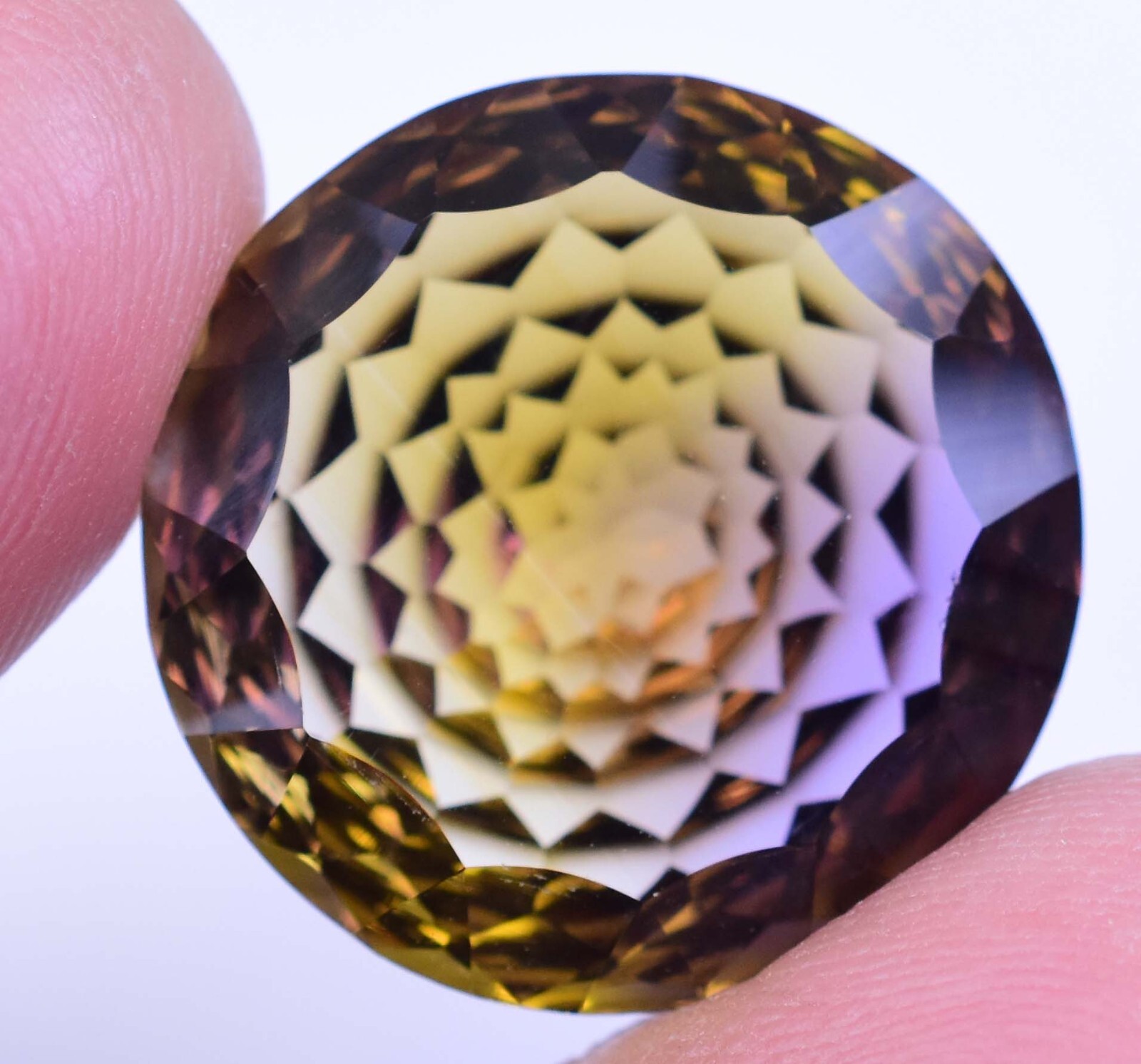 Flawless Natural Bi-Color Ametrine 24.75 Ct Round Certified Untreated Gemstone