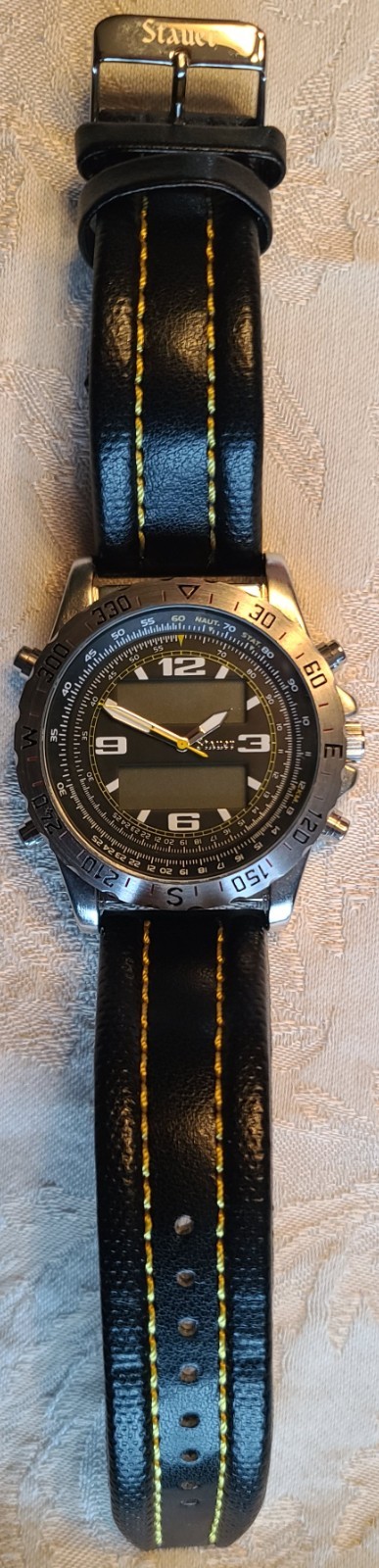 Stauer 20409 Ana-Digi Mens Watch Compass Bezel New Needs Battery