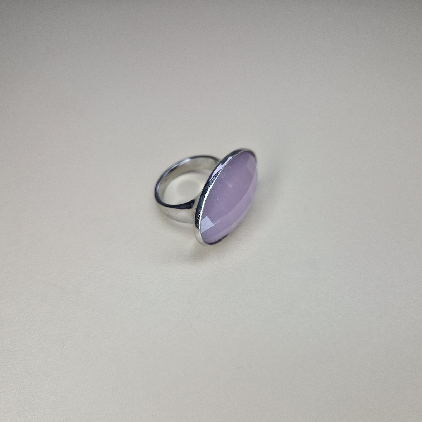 Calvin Klein Continuity Two Tone Size P 1/2 Pink Faceted Oval Silver Tone CK