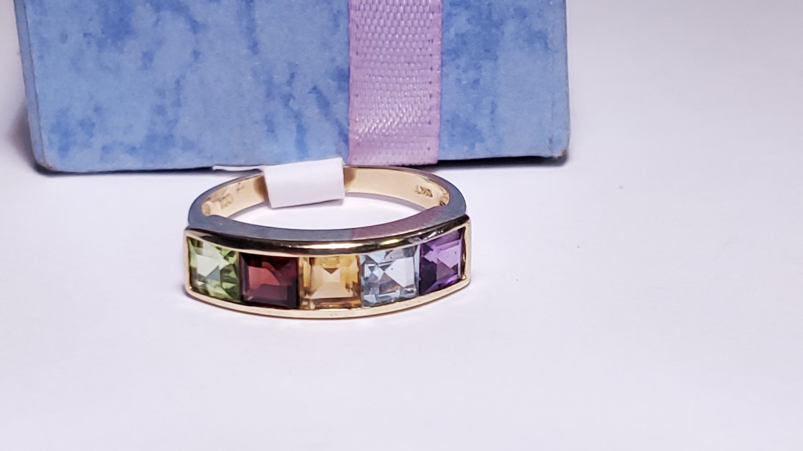 Estate 2.5ctw Natural Multi Gem Princess Channel 10Kt Yellow Gold Band Ring24733