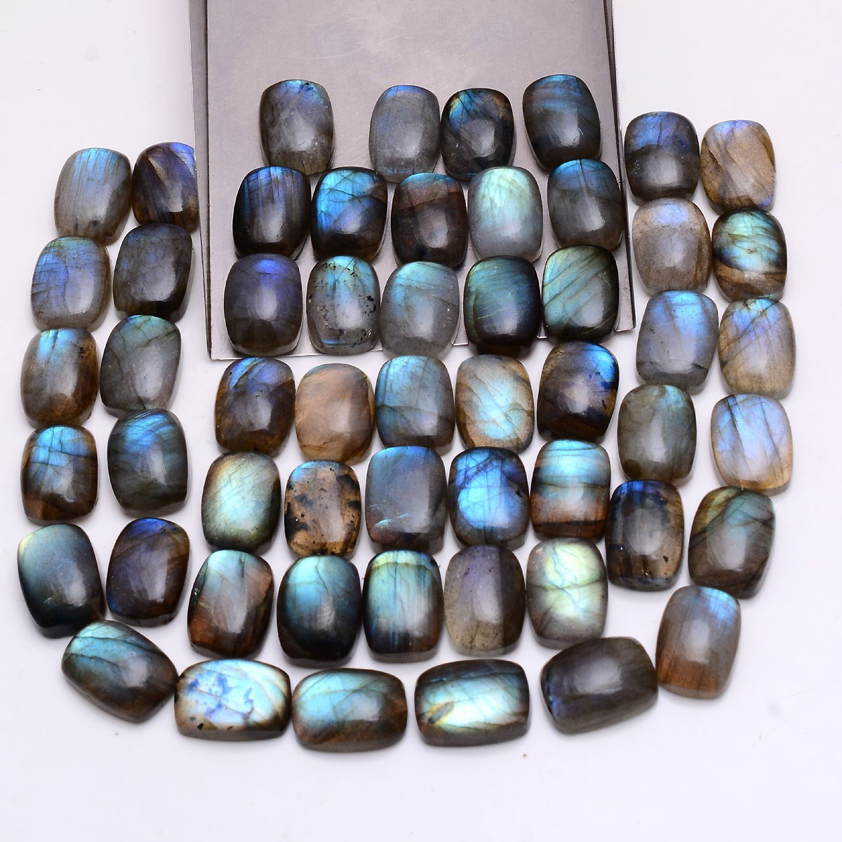 Set Of 18 Pcs Natural Labradorite 14mmx10mm Cushion Cabochon Loose Gemstones Lot