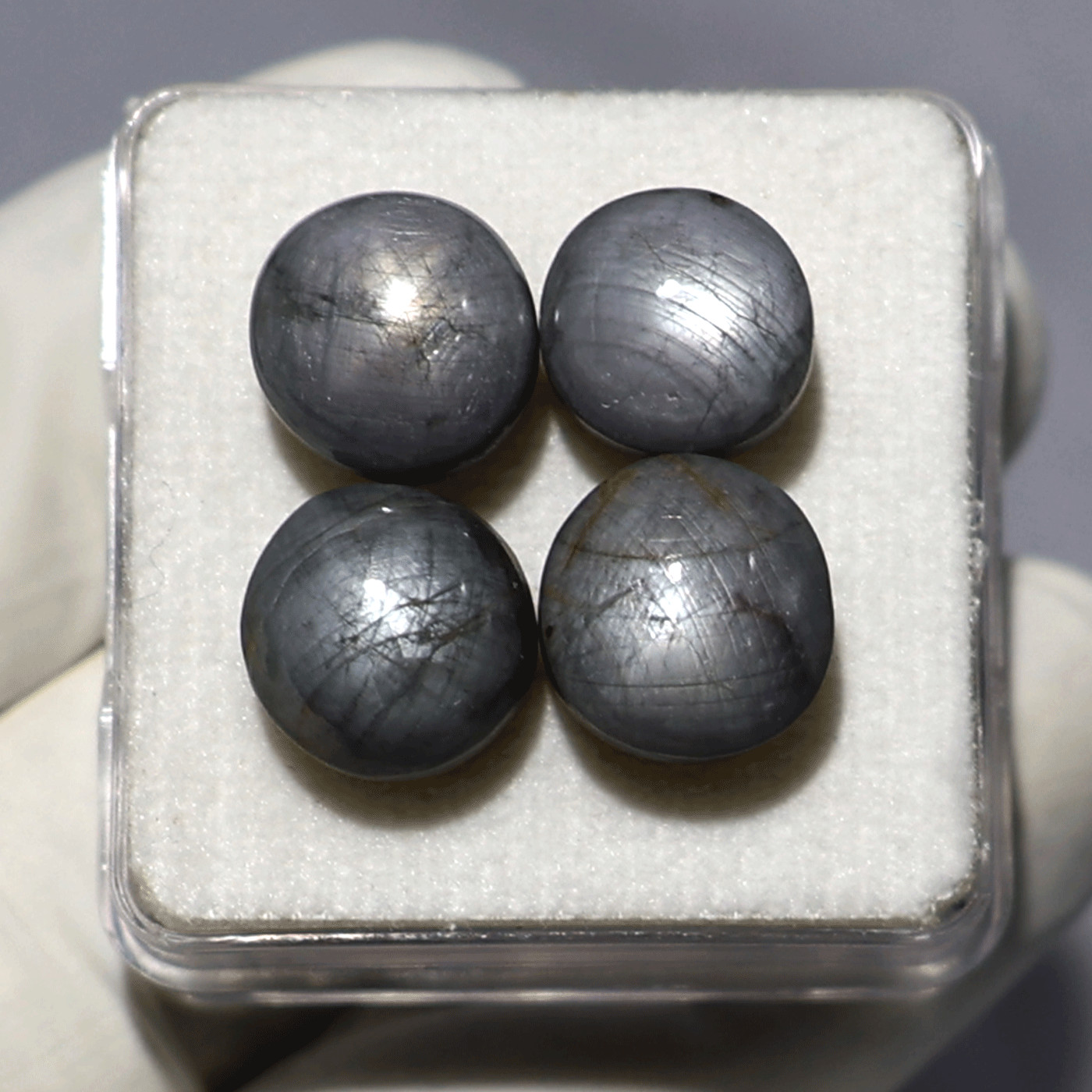 Celestial Spark~ 4 PC Natural White Star Sapphire 10.6mm-12mm Rare Cabochons Lot