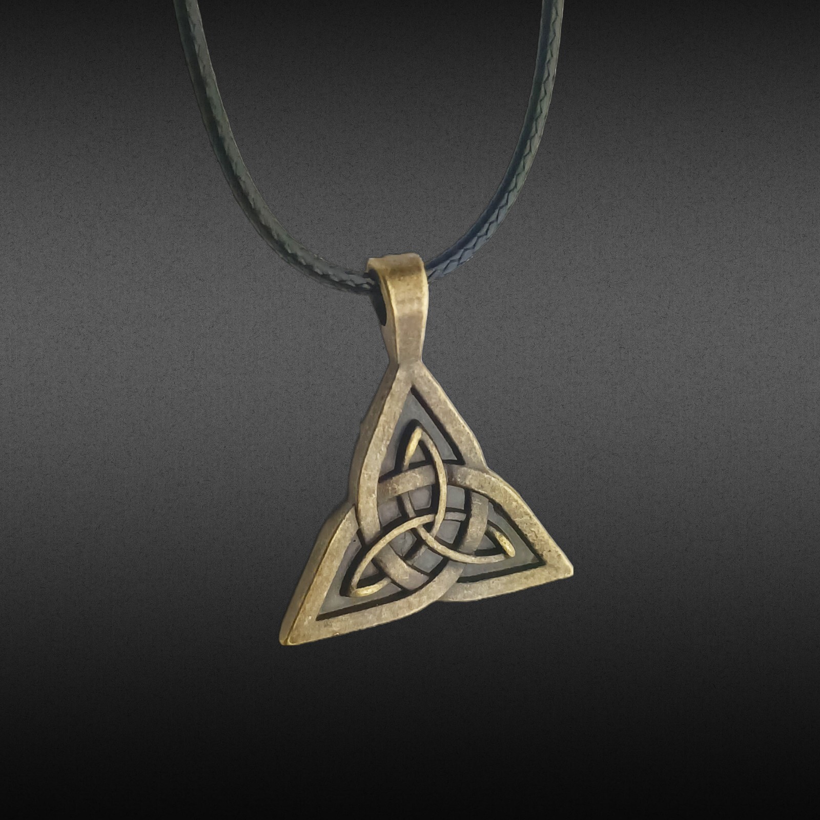 Bronze Triquetra Necklace Pendant Stainless Steel Celtic Knot Irish Trinity