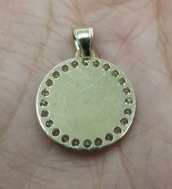 10KT Virgin Mary pendant Real Yellow Gold Diamond cut 2.5mm Bail, 1.45 GRM
