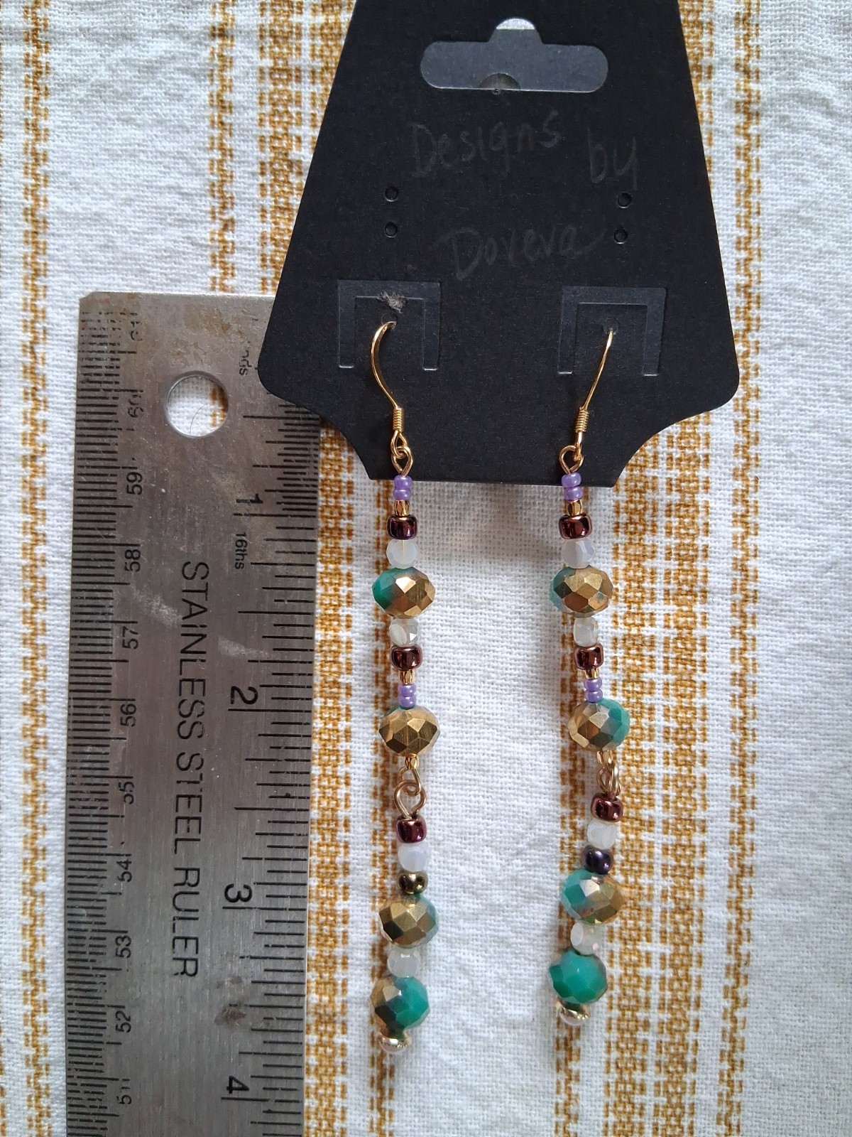 Czech glass 24kt Gf Beads Dangle Artisan Earrings 31/2″ Long Earrings