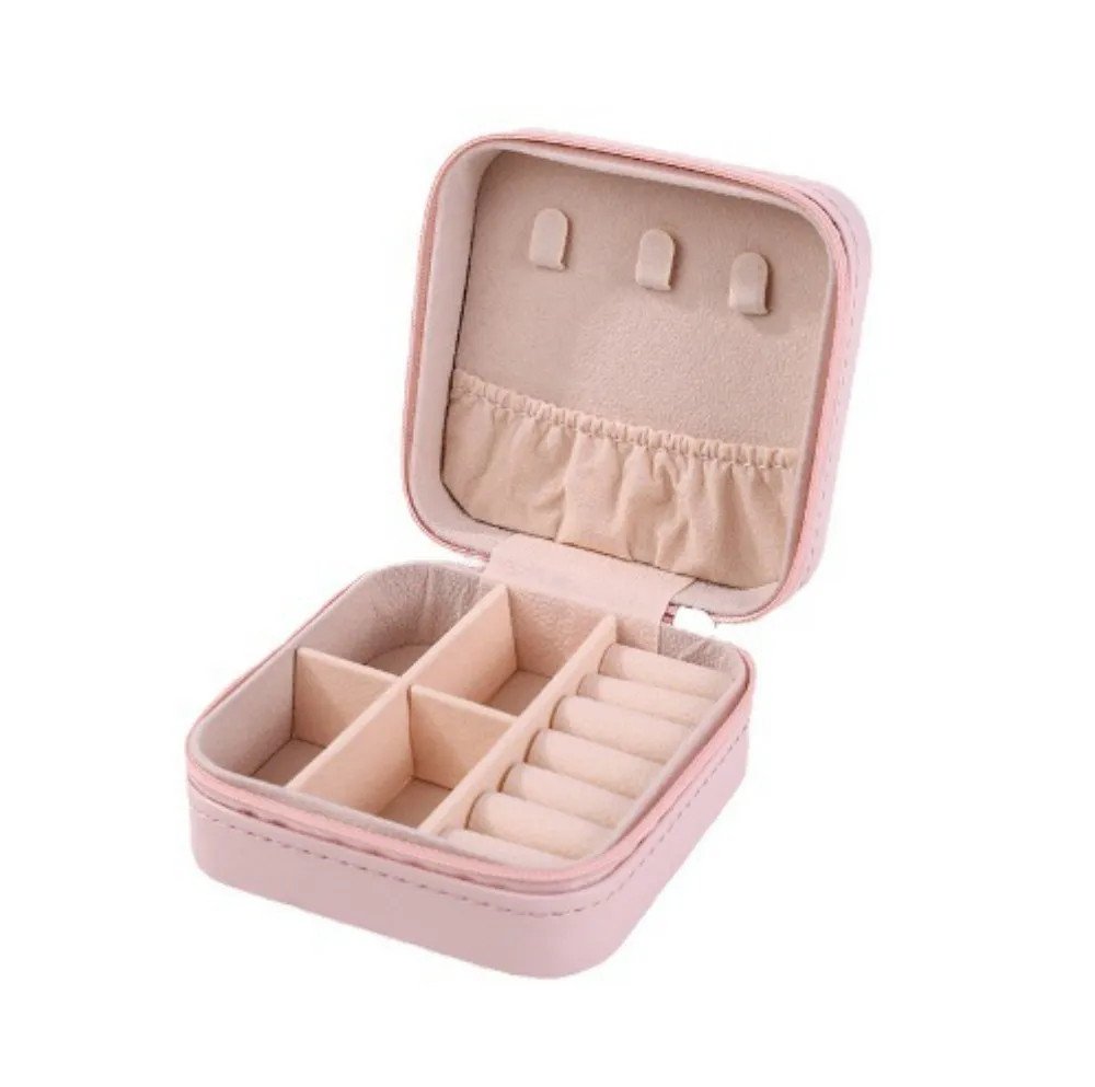 Portable Mini Jewelry Storage Box Travel Organizer Jewelry Case Leather Storage