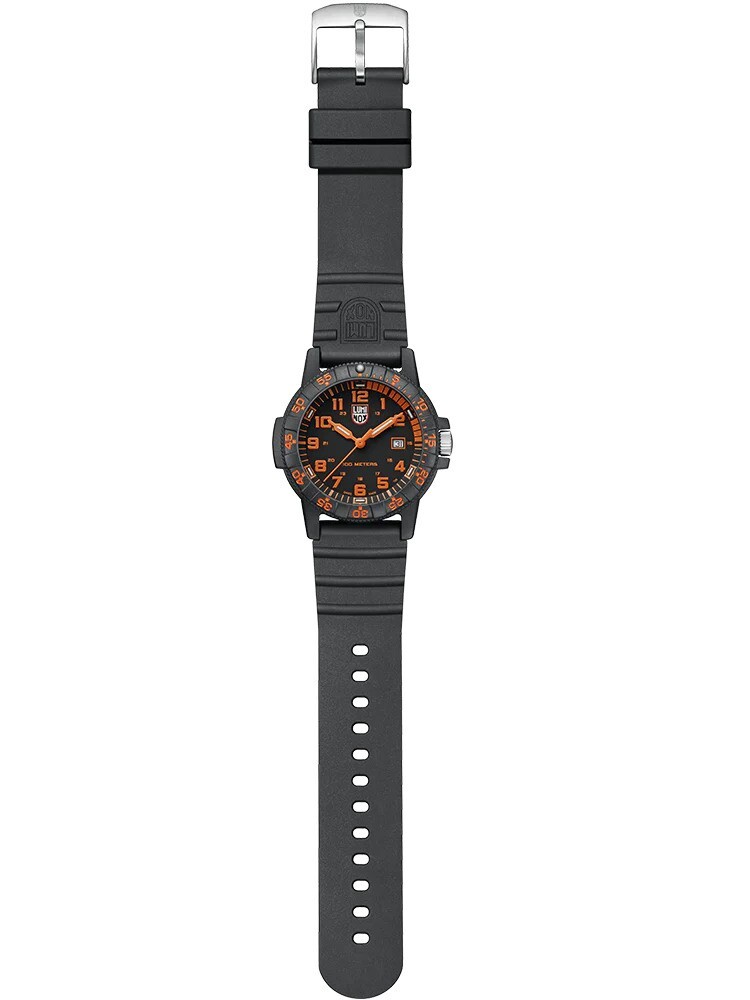 Luminox Men’s 44 mm Leatherback Sea Turtle Black Dial Orange Accent Swiss Watch
