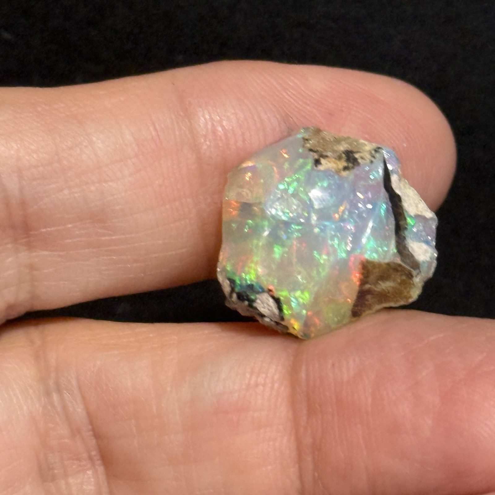 10.95ct 16.3×15.2mm Colorful Ethiopian Welo Opal Rough Rock Gem Wire Wrapping