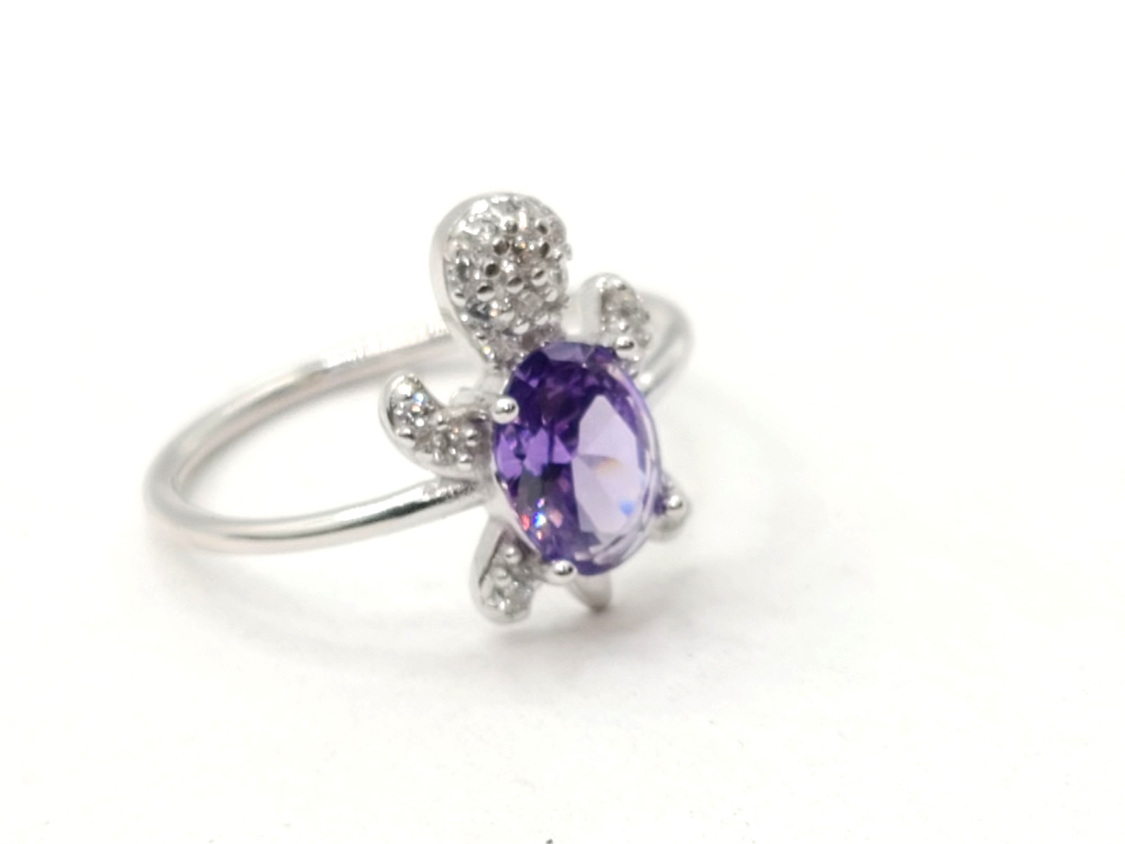 Perimade & Co. Color Purple Gemstone Sea Turtle Band Ring sz 8