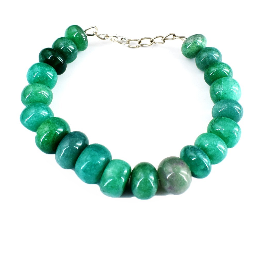Fabulous 6 Inches Round Shape 247 Cts Green Emerald Beaded Bracelet VK 34 E698