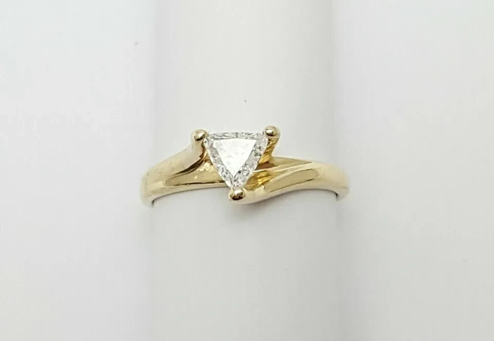 2Ct Trillion Lab-Created Diamond Solitaire Wedding Ring 14K Yellow Gold Plated