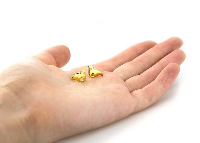 Bird Open Heart Minimalist Earring 0.2ct Lab-Created Moissanite Gold Plated