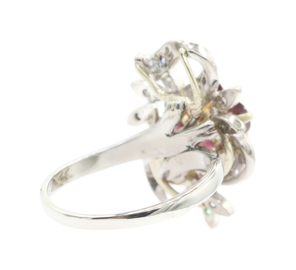 Mid-Century Style 1.20 Ctw Round Garnet & Single-Cut Diamond 14KT Gold Ring