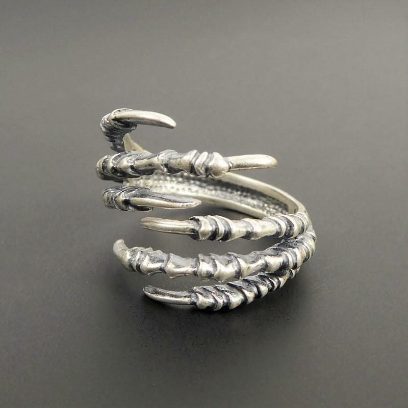 925 Sterling Silver Bird Eagle Claw Wrap Ring Adjustable Gothic Unique Men Women