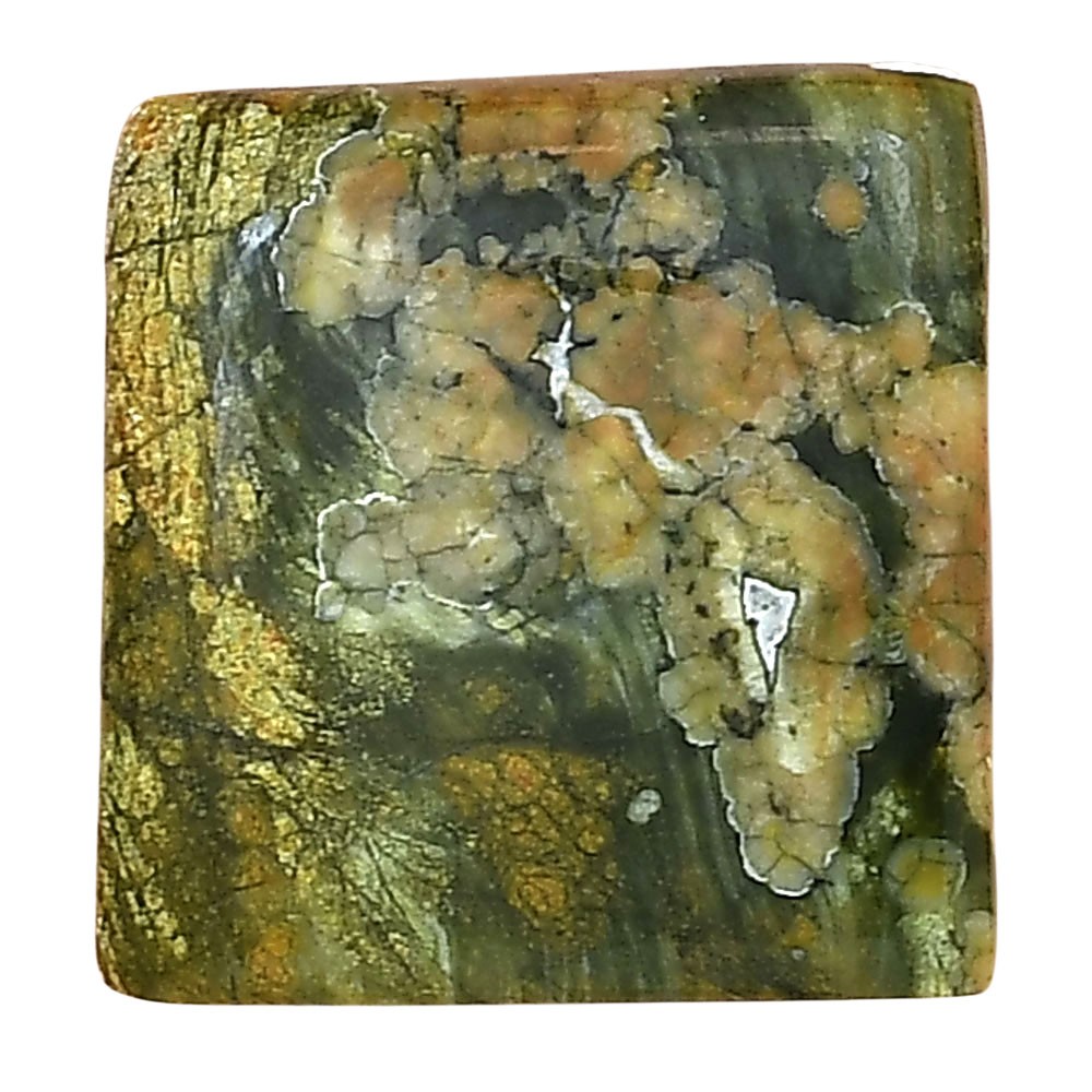 Natural Rhyolite Rainforest Jasper 20.9×20.1×5.5 mm Baguette Gemstone LS03487-58