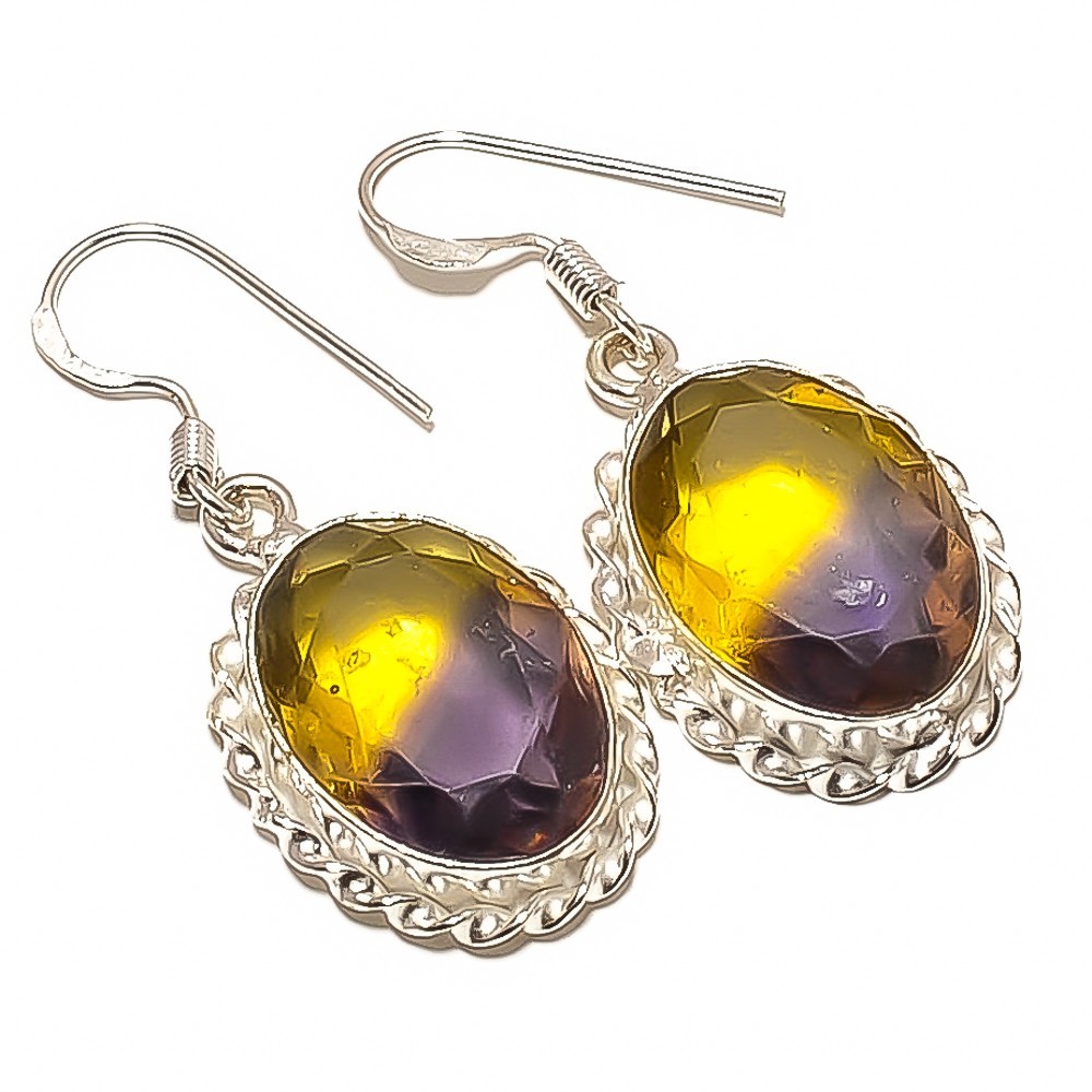 Natural Citrine Gemstone 925 Sterling Silver Drop/Dangle Earrings For Girls