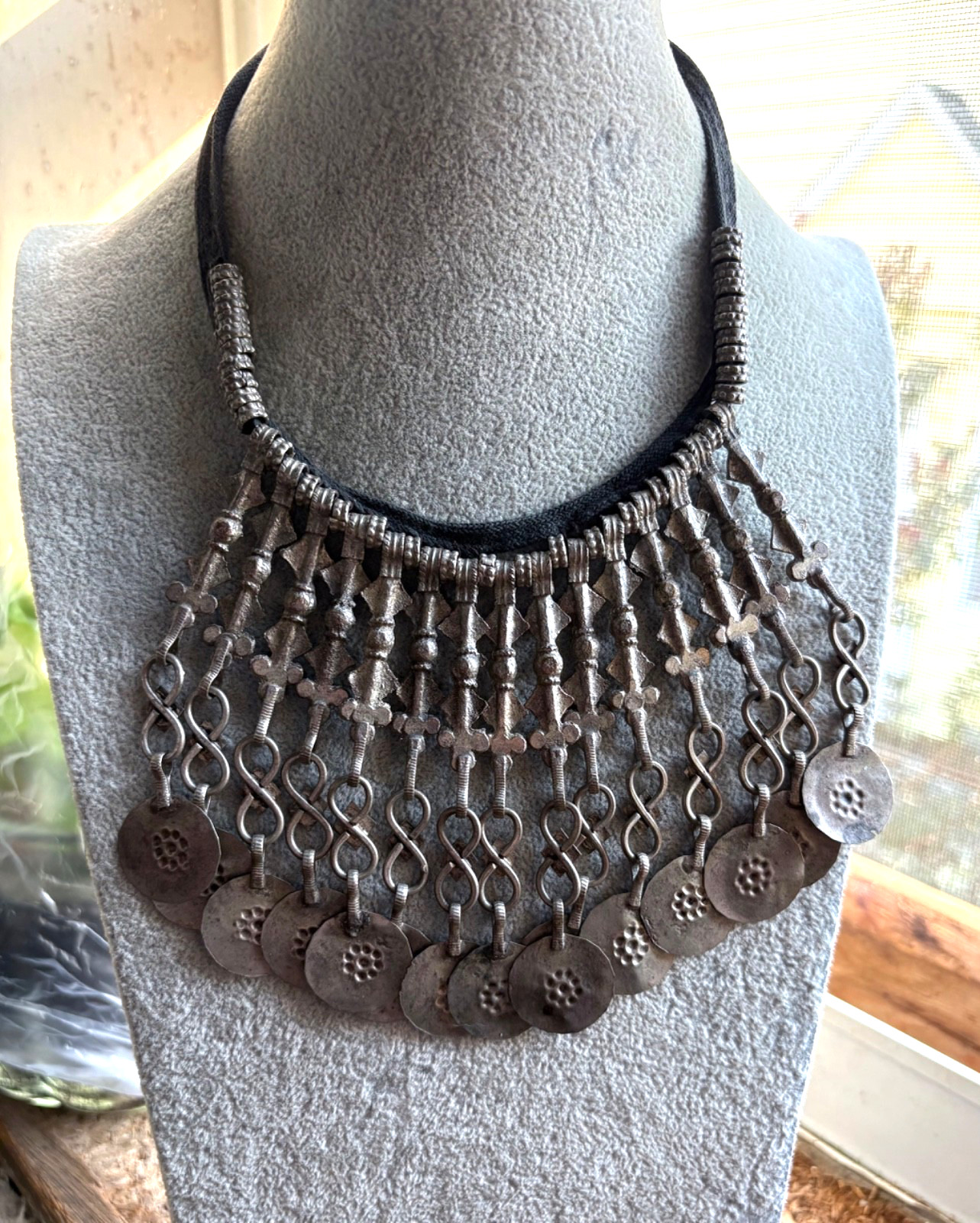 Vintage Kuchi Choker Coin Necklace Ethnic Tribal Boho Rustic Jingling