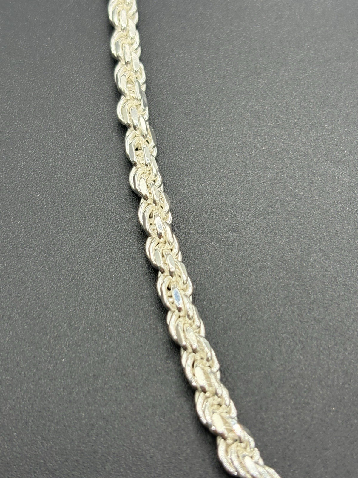 22″ New Condition Sterling Silver 5MM Rope Chain Necklace 42 Grams A27