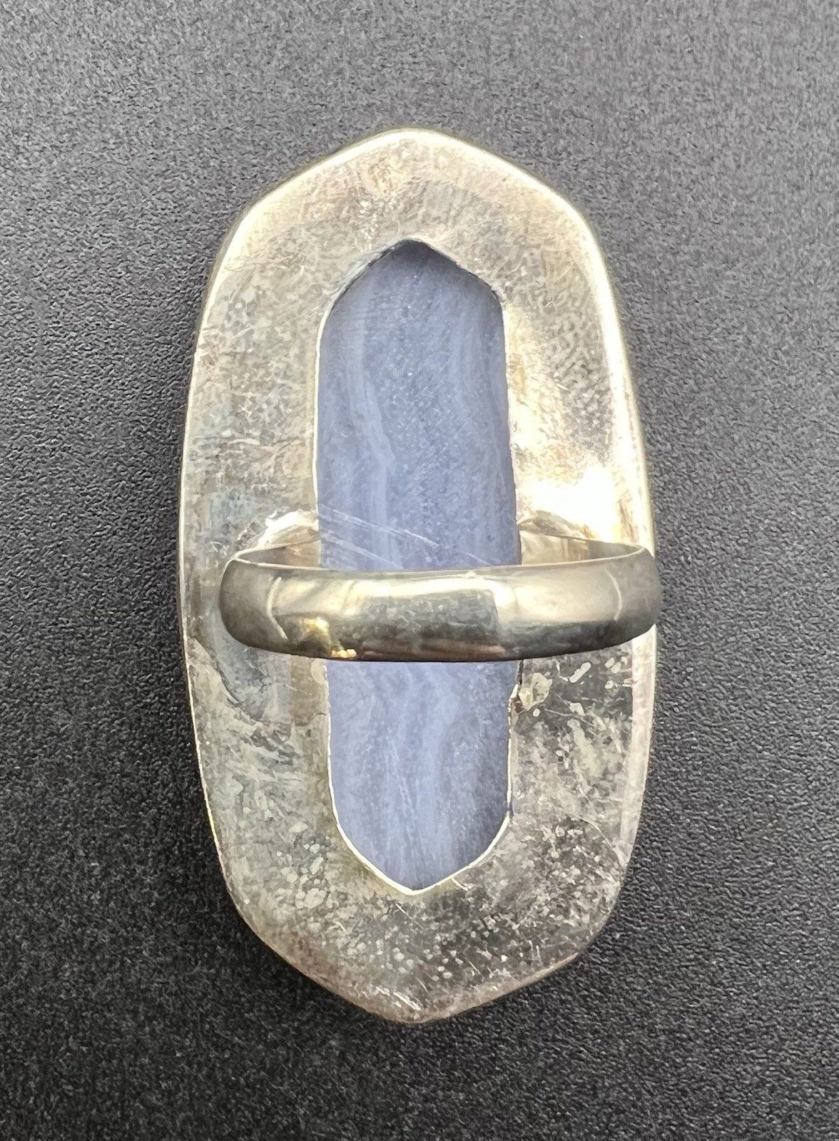 .925 Sterling Silver Blue Lace Agate Ring Size 7