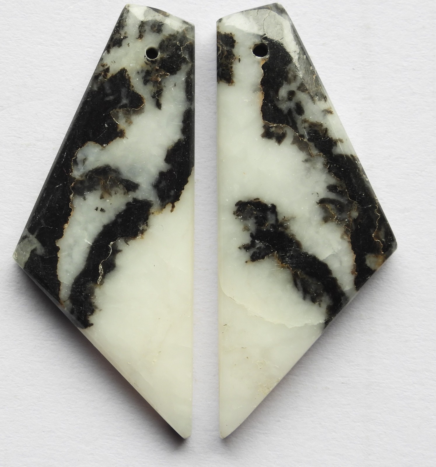 48.45 Ct Natural Zebra Jasper(39m X 16mm each) Drilled Cabochon Match Pair