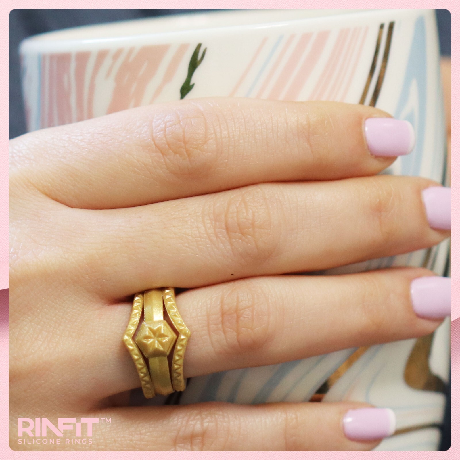 Silicone Wedding Rings for Women by Rinfit. 3 Rings Set Metallic Colors