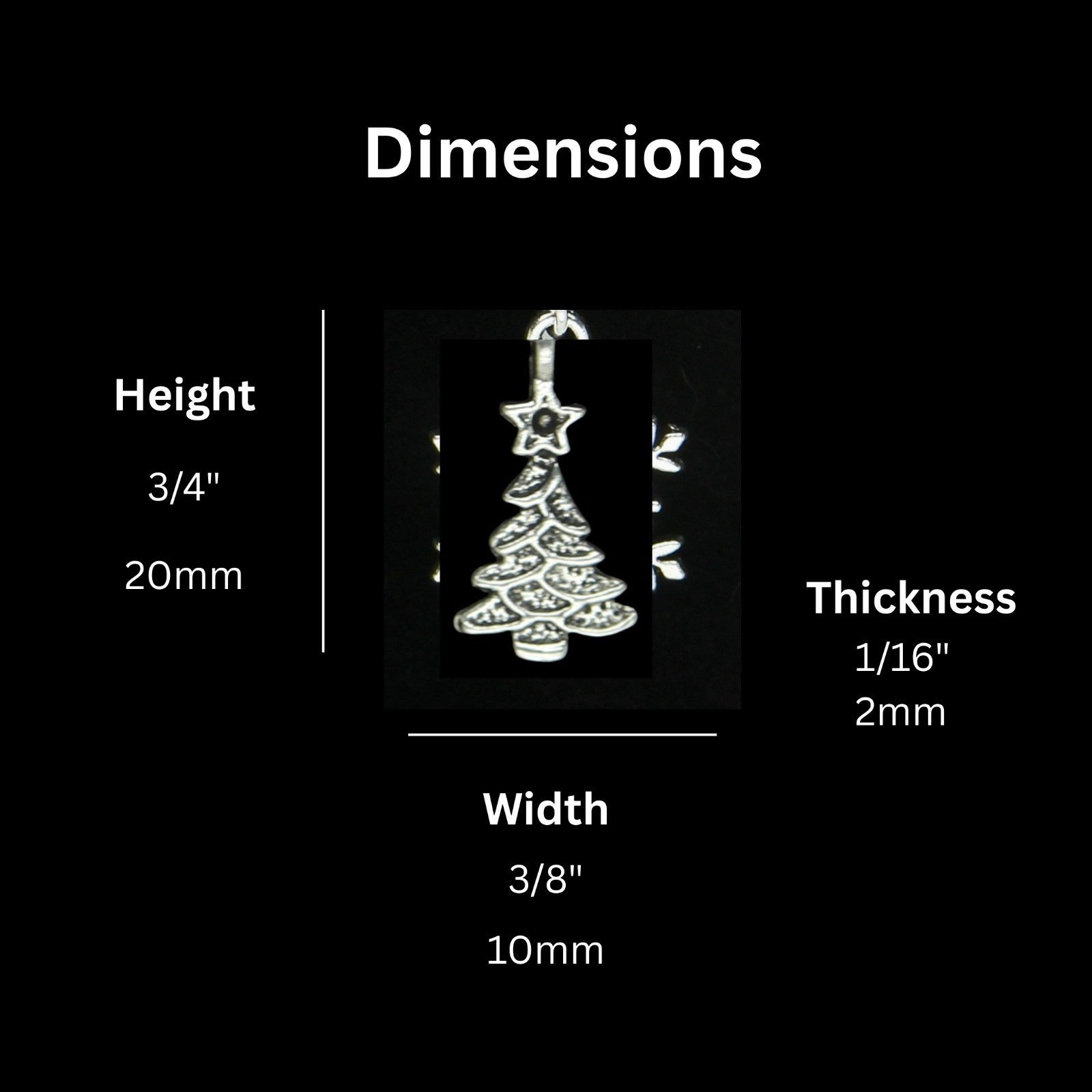 Silver Christmas Tree with Star Earrings & SOLID 925 Sterling Silver Ear Wires