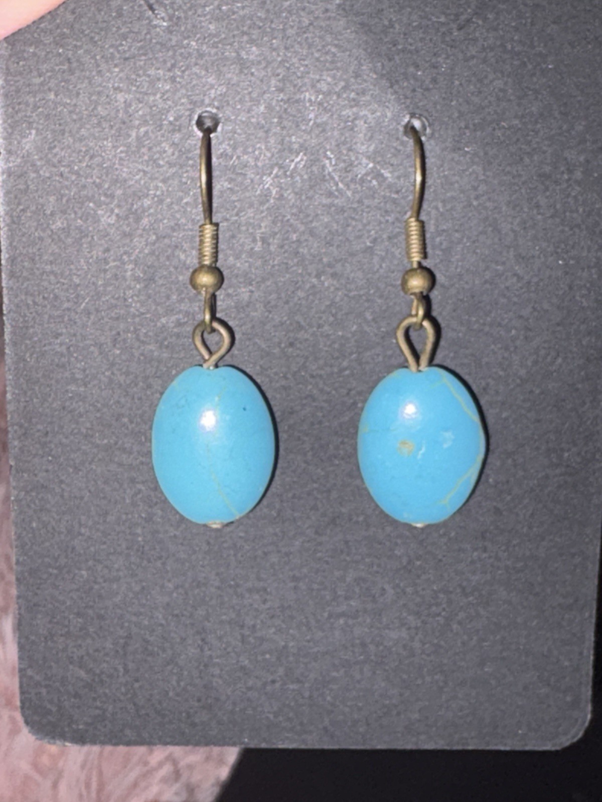 Artisan crafted turquoise Nugget Drop French Hook Earrings