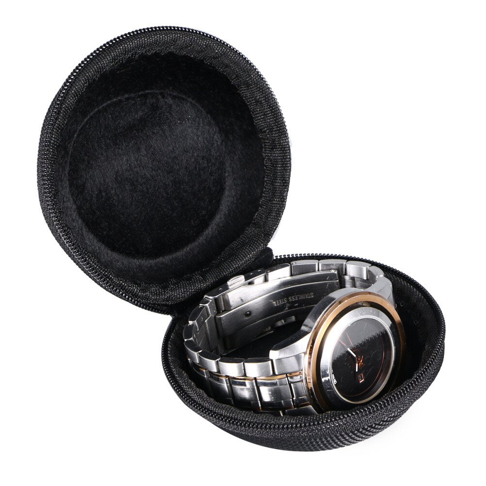 Portable Watch Case Protective Storage With Felt Interior For Secure Wristwatch