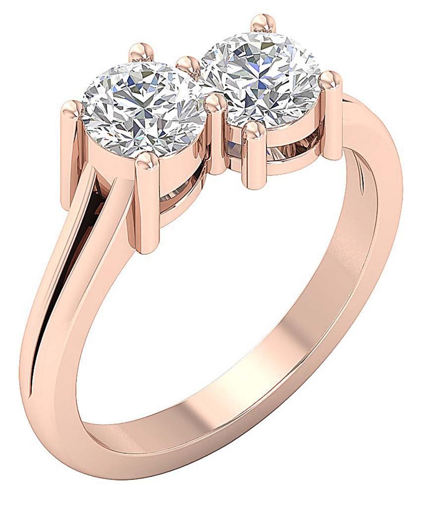 VS1 F 1.50-3.00Ct Lab Grown Diamond 14K Gold Forever Us Two Stone Solitaire Ring