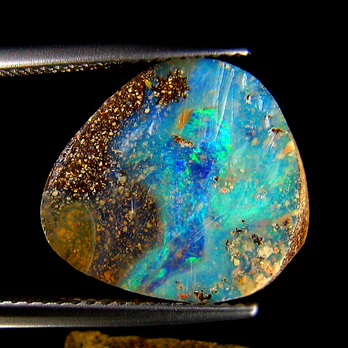 10.02Ct UNIQUE RAREST ! NATURAL NEON BLUE GREEN FLASHY KOROIT BOULDER OPAL