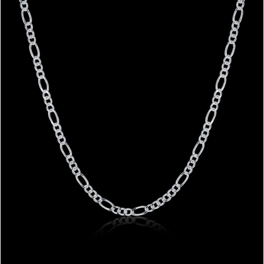 LOT OF TEN (10) Italian Figaro 2mm Chain Necklaces 24″ Sterling Silver