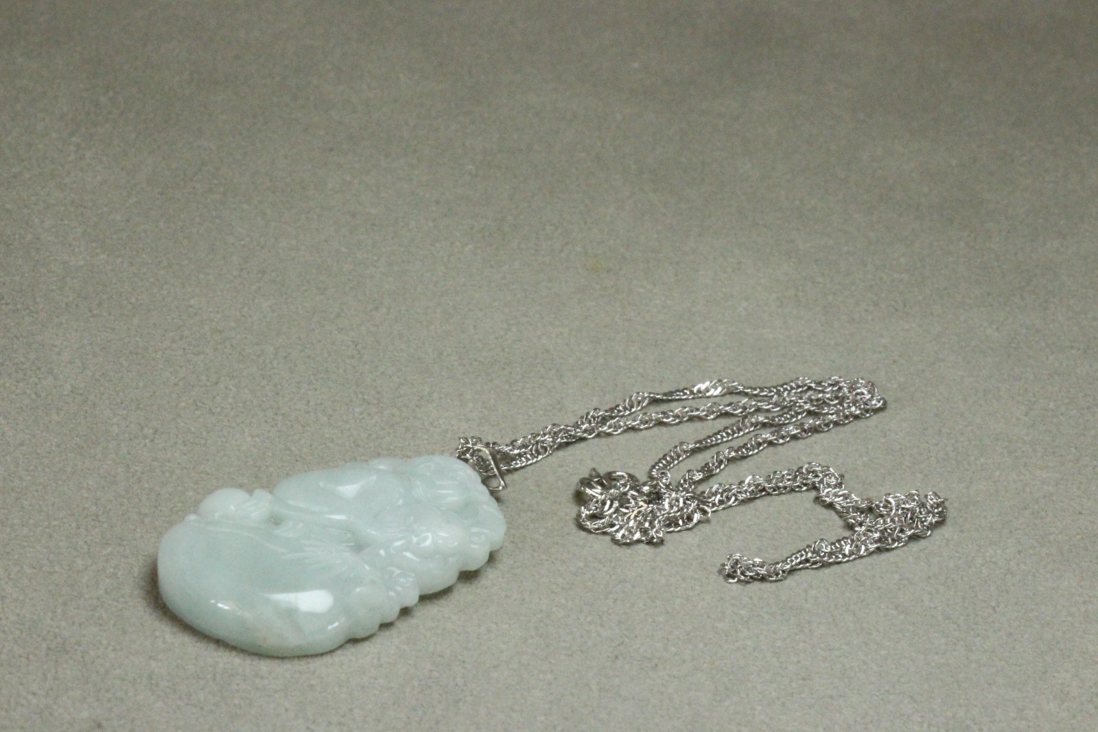 Natural White green A Jadeite jade Hand-Carved Monkey (Chinese Zodiac) Pendant