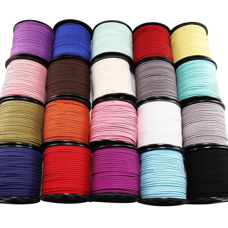 100 Yard Faux Leather Cord String 3mm Flat Suede Bracelet Necklace Jewelry