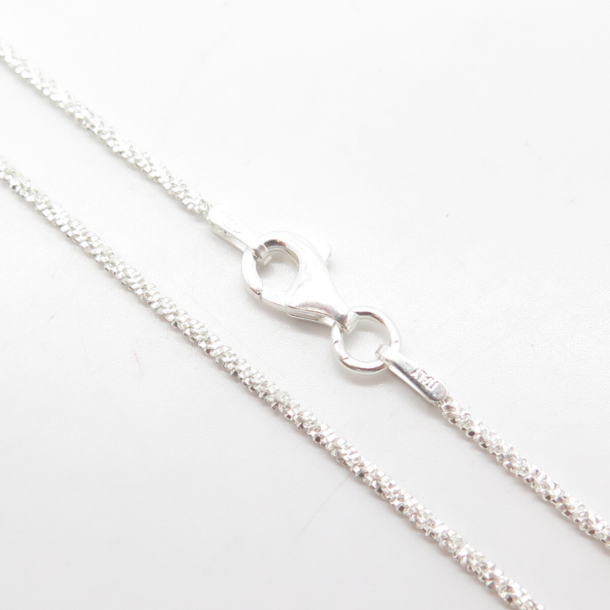 925 Sterling Silver Italy Sparkle Glitter Margarita Twisted Chain Necklace 16″