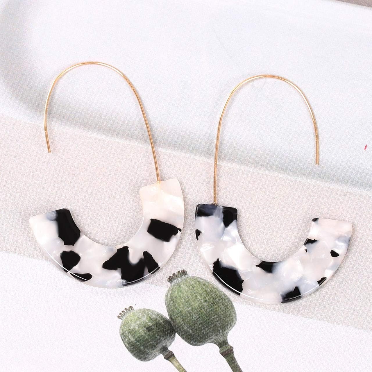 Acrylic Tortoise Hoop Earrings Resin Drop Dangle Fashion Jewelry