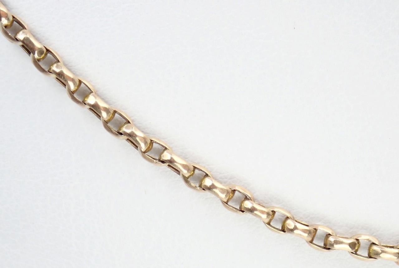 Lovely Antique Victorian 21” Solid 9K Rose Gold 2.5mm Belcher Chain Necklace