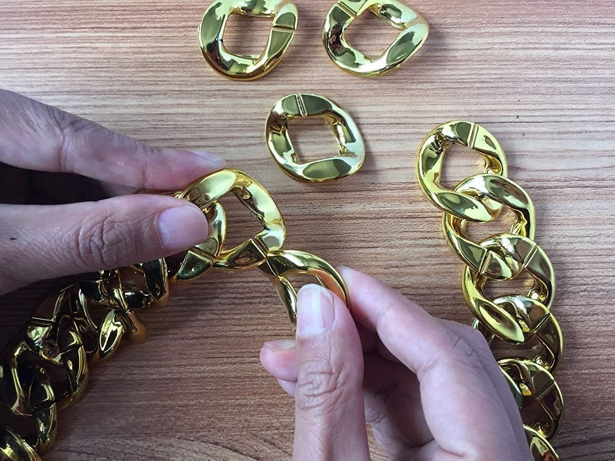 Hip Hop Rapper Plastic Chunky Fake Gold Chain Necklace,80S/90S Costume Accessory
