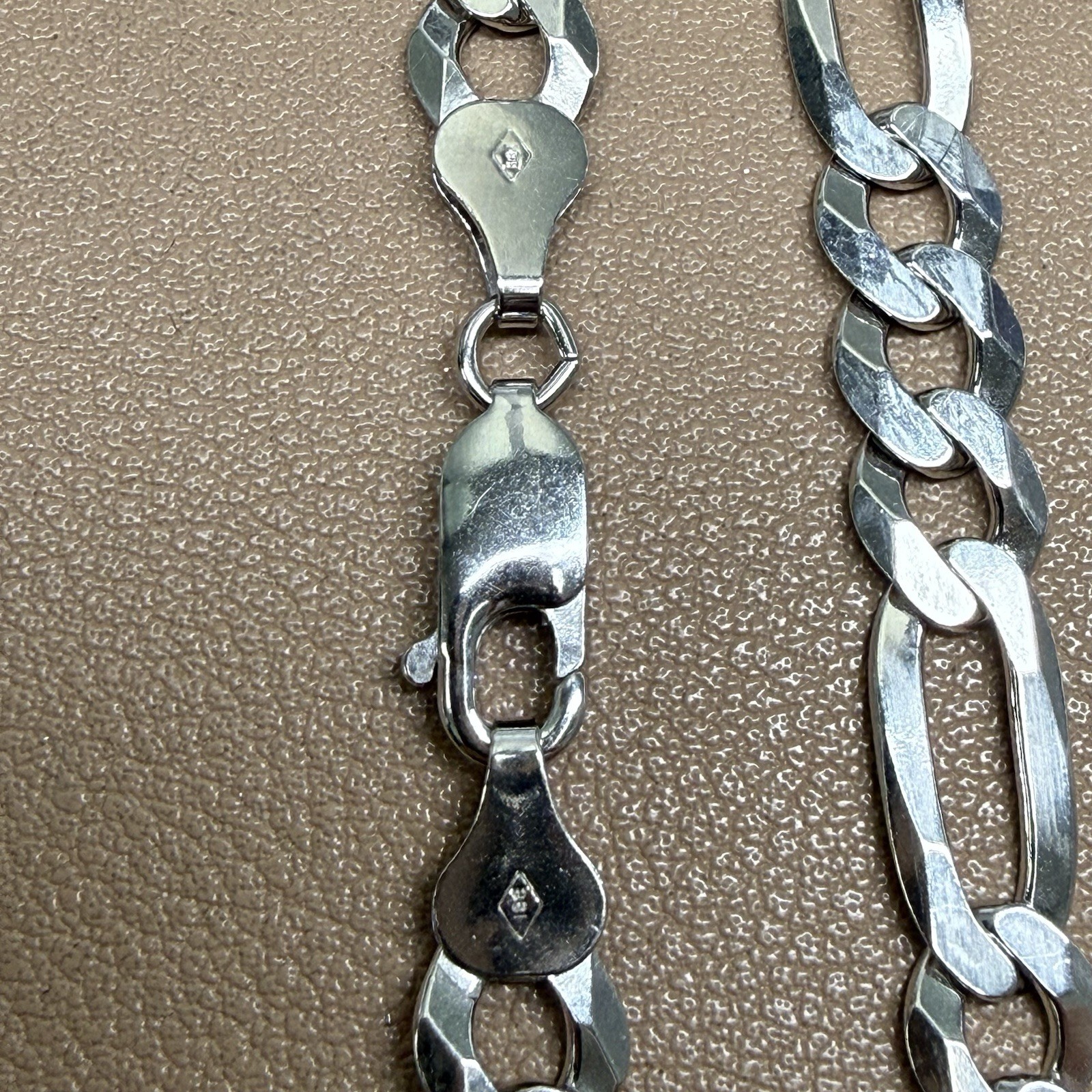 925 Sterling Silver Figaro Flat Link Bracelet Chain 8” 7.1mm